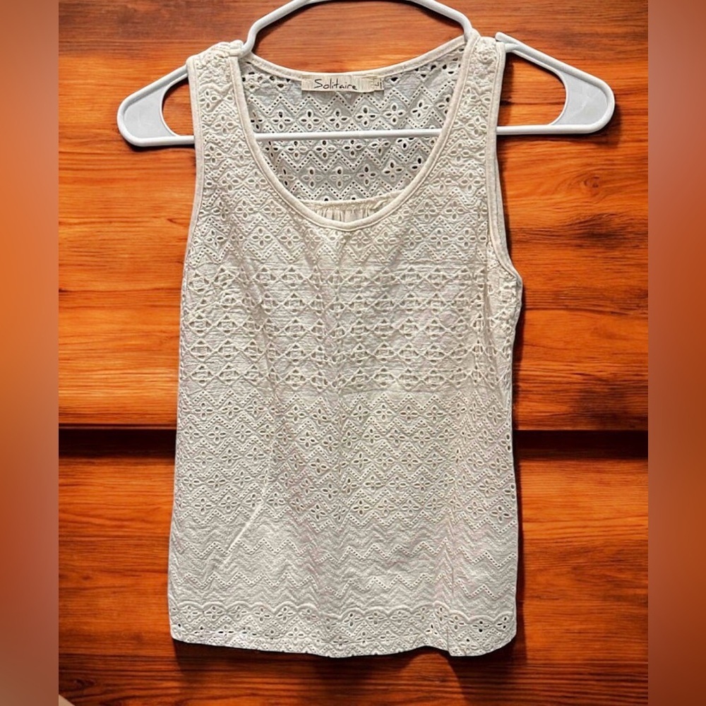 Solitaire Cream Lace Tank Top